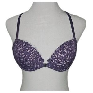 Victoria Secret Dream Angels Lined Demi Bra Women's‎ Sz 34B Purple Front Clasp